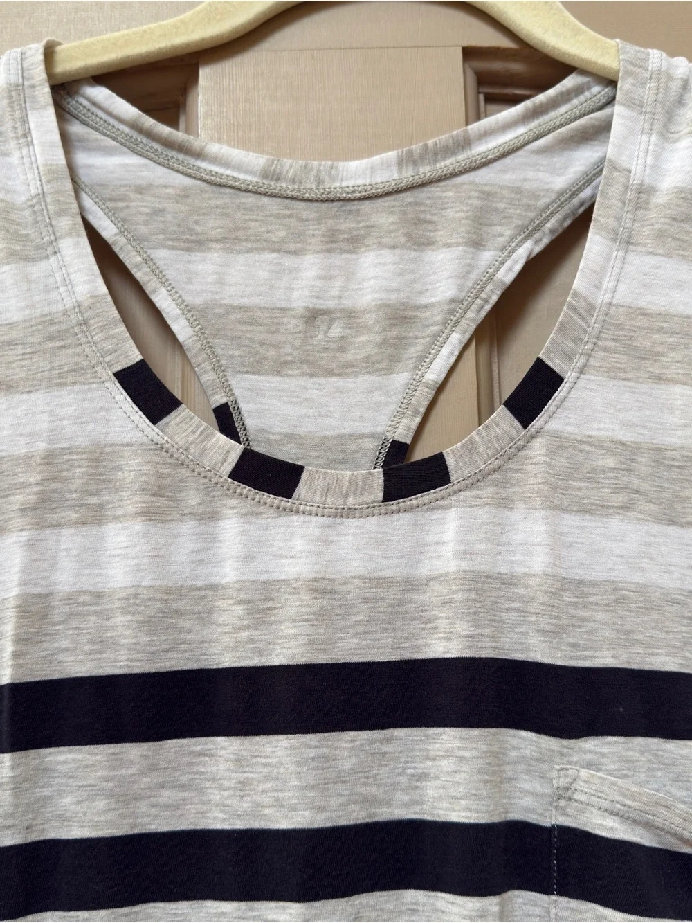 Lululemon Striped Racerback Pocket Tank - Cream & Black